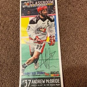 Signed Andrew McBride Calgary Roughnecks Lacrosse Bookmark (3 for $20)